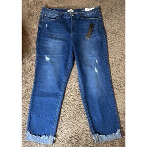 Nicole Miller Soho High Rise Ankle Skinny Distressed Stretch Jeans 16 NWT